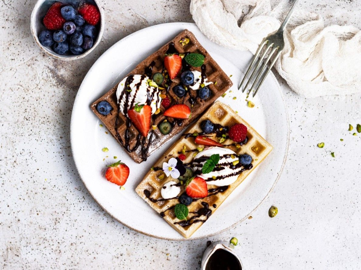 Waffles with Whipped Cream