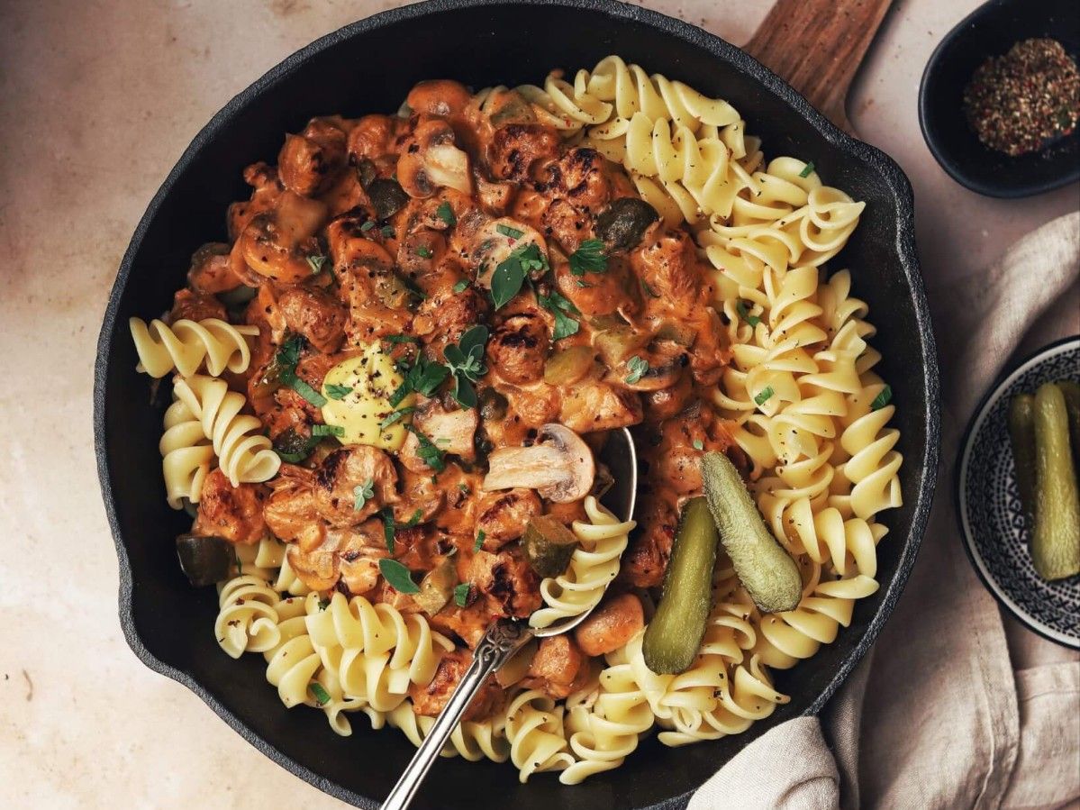 Vegan Stroganoff with Pasta