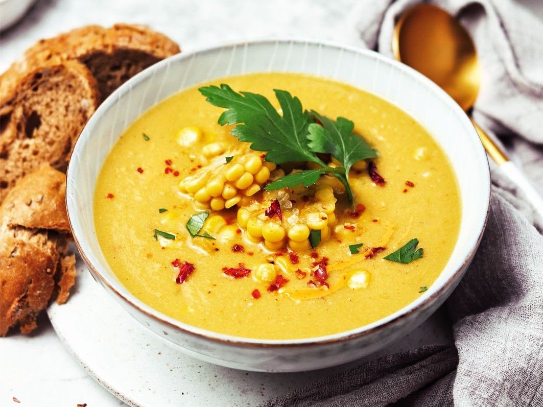 Corn and Chili Soup with Coconut Milk