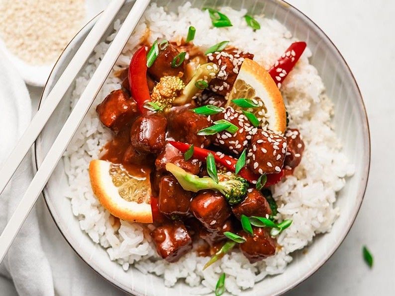 Crispy Tofu in Orange Sauce
