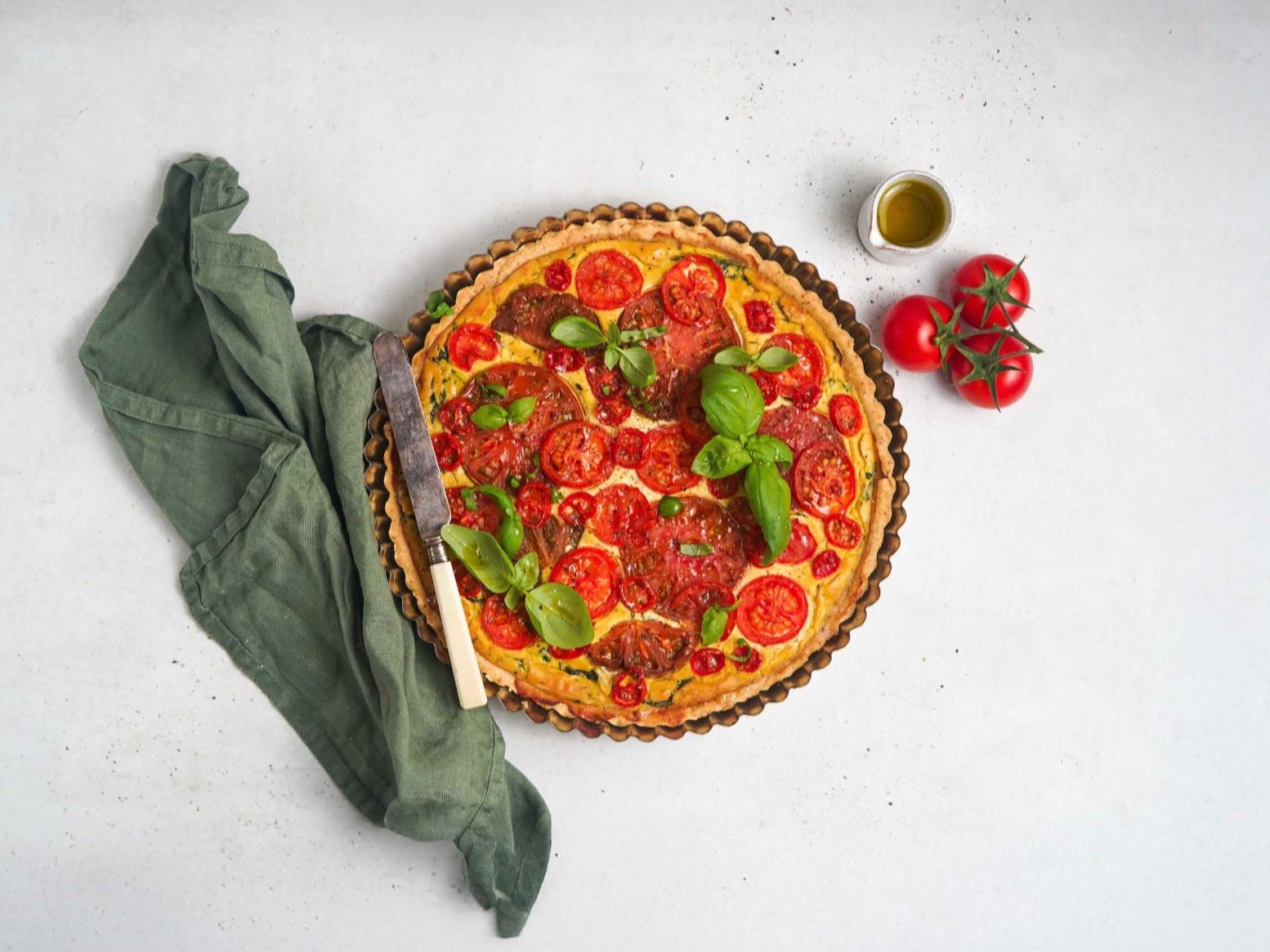 Quiche s rajčinami a špenátom