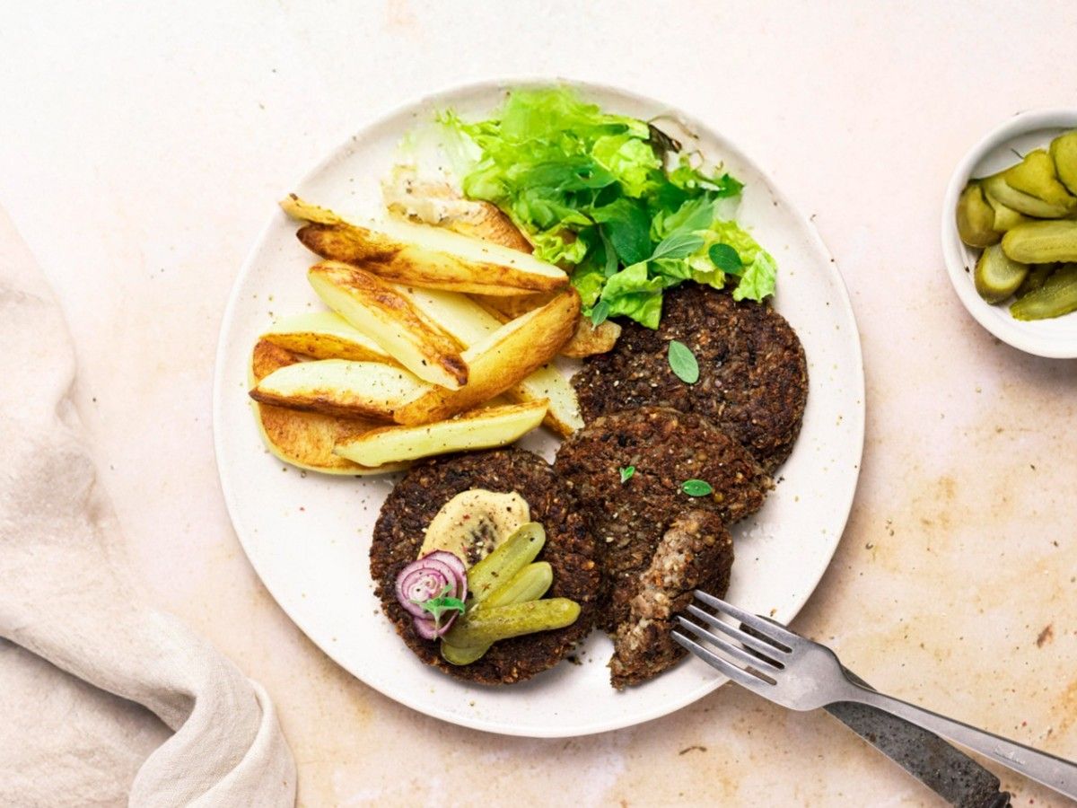 Lentil Patties with Roasted Potatoes