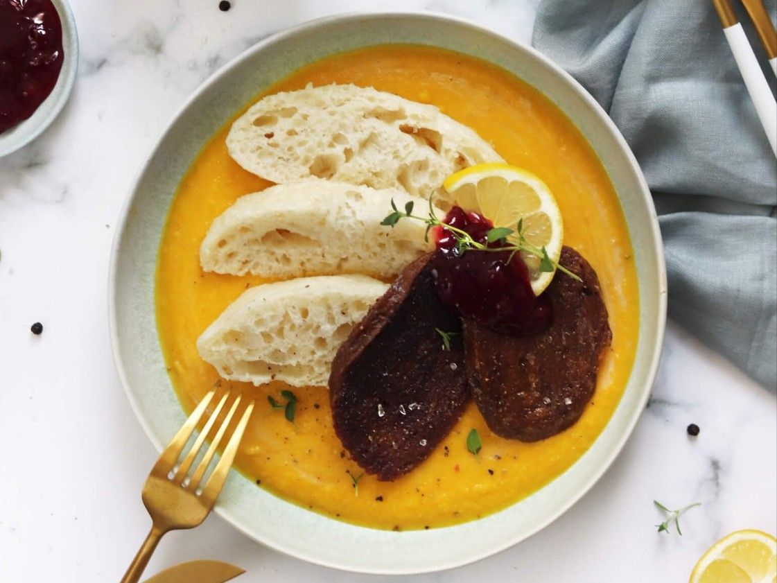 Vegan Svíčková in Cream Sauce