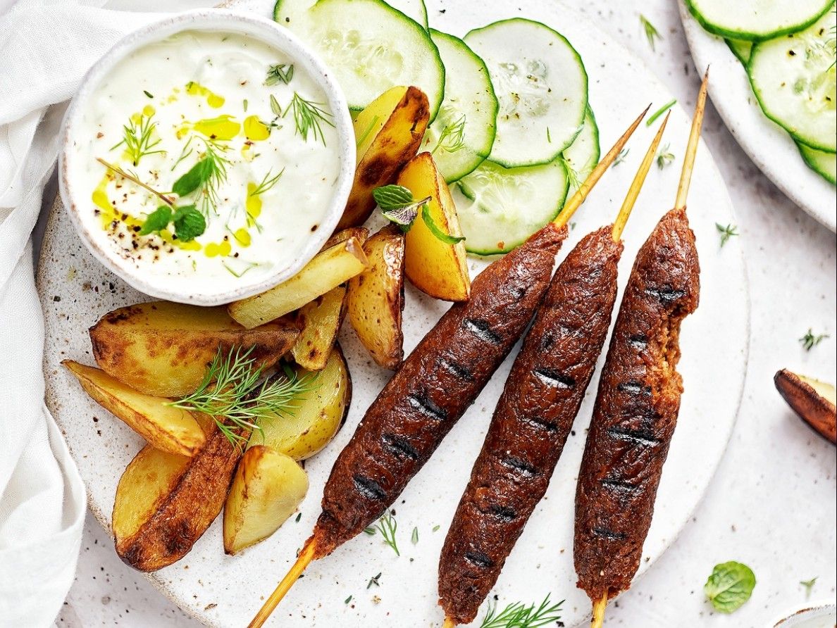 Vegan Čevapčiči with Tzatziki Salad