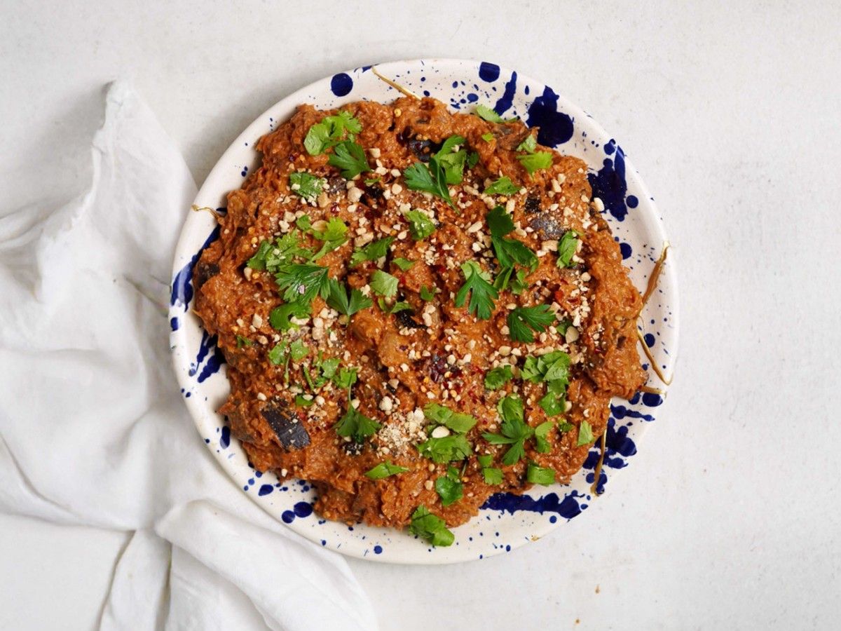 Aswad: Eggplant Dip with Peanut Butter