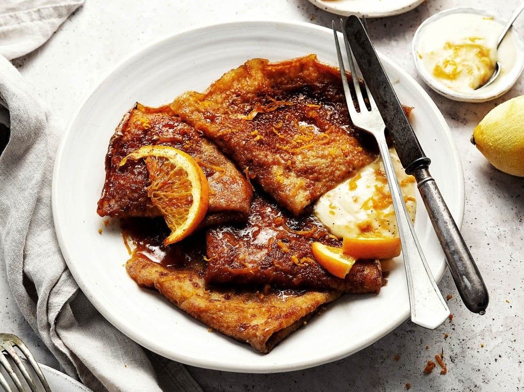 Crêpes Suzette with Orange Yogurt
