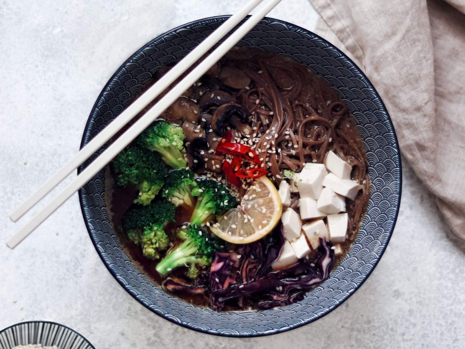 Miso Soup with Soba Noodles and Silken Tofu