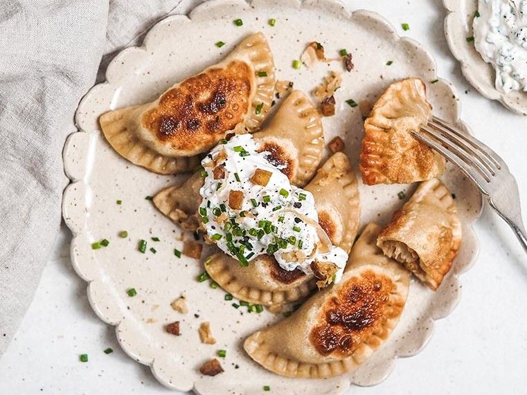 Vegan Pierogy with Sauerkraut and Smoked Tofu