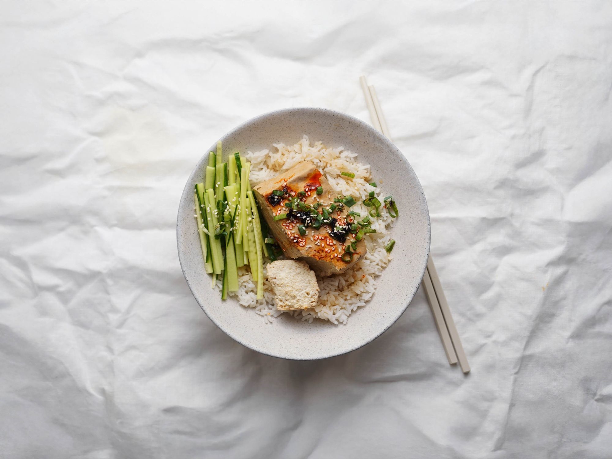 Japanese Braised Tofu with Rice (Tofu Meshi)