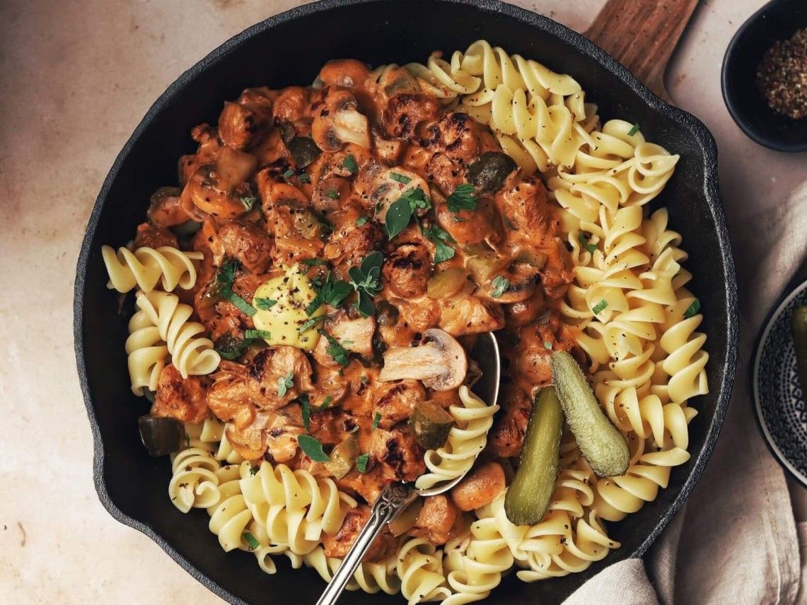 Vegan Stroganoff with Pasta