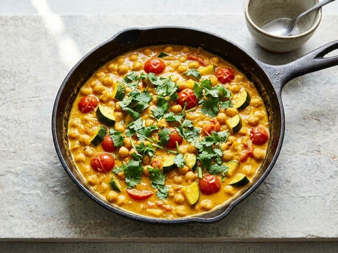Yellow Chickpea Curry with Tomatoes